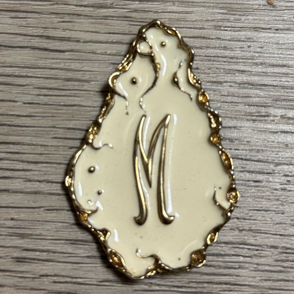 PANETTA Gold and Cream Monogram “M” pendant